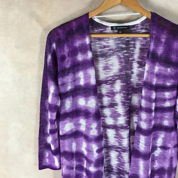 INC Purple Tie Dye Lightweight Duster Cardigan Size SMALL - Picture 8 of 11